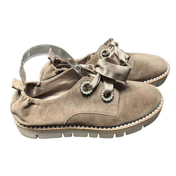 Kennel & Schmenger Suede  Pearl Studded  Tie Loafer Made In Germany Sz 6 1/2 - Picture 4 of 8